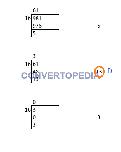 Example Decimal TO hexadecimal conversion